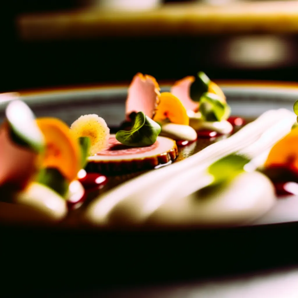 Látványos, fine dining tálalású fogás közelről